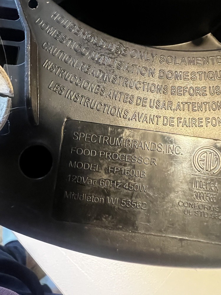 BLACK & DECKER Food Processor Motor Base NOT WORKING FP1600B