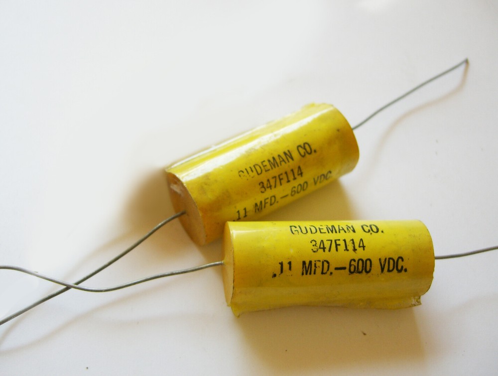 2 NOS Gudeman Capacitors .11 MFD @ 600 VDC