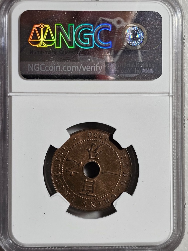 French Indochina 1 Cent 1930A NGC MS 63 BN