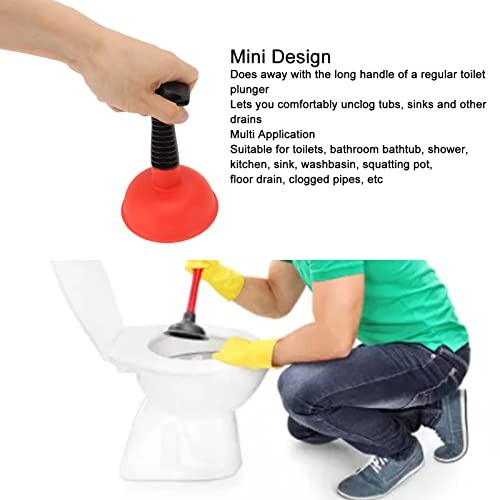 Sink Plunger Mini Short Handle Efficient Small Drain Powerful Silicone Red