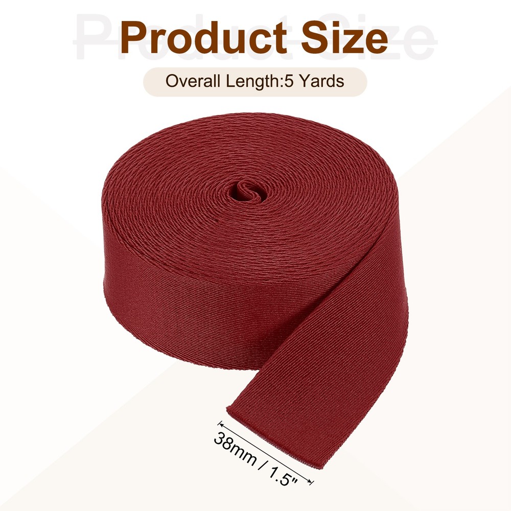 5 Yards Nylon Webbing Strap, 1 3/8-inch Bag Flat Webbing Straps, Wine Red