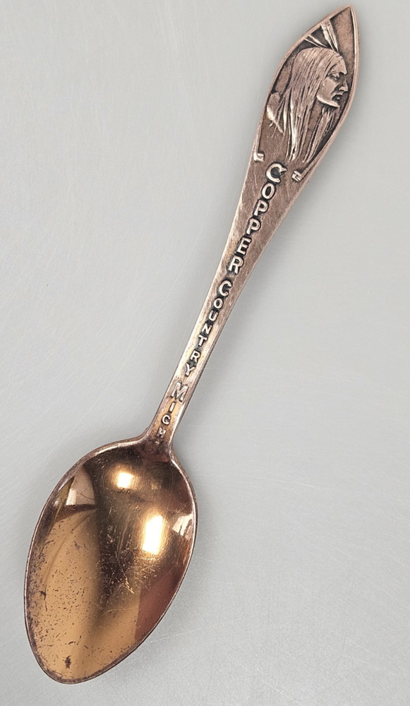 Vintage Solid Copper County Mich. Souvenir Spoon Native American Chief Profile