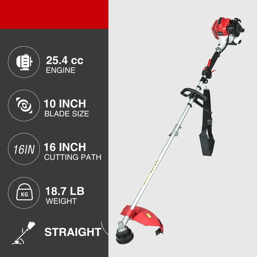 25.4cc 2-Cycle Gas Powered 2-in-1 Brush Cutter & String Trimmer