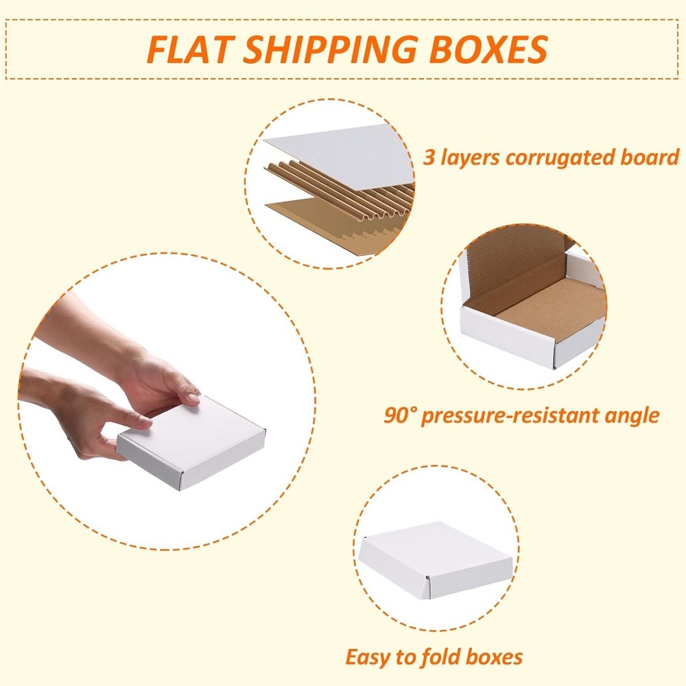 50 Pack White Corrugated Shipping Mailer Small Packaging Packing Boxes 6x4x1”