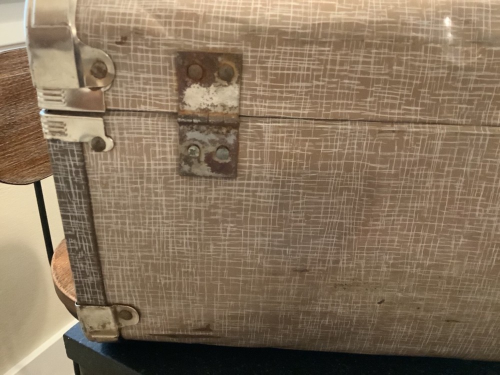 Vintage Lightweight Metal Trunk Silver Hardware