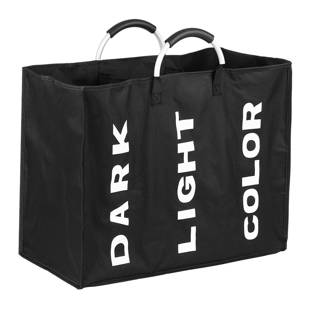 Collapsable 3-Section Laundry Bag Laundry Hamper Laundry Basket Sorter QGNE