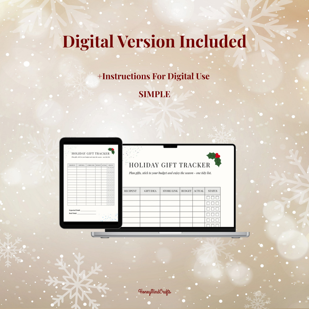 Christmas Gift Tracker Spreadsheet | Christmas Planner Printable List