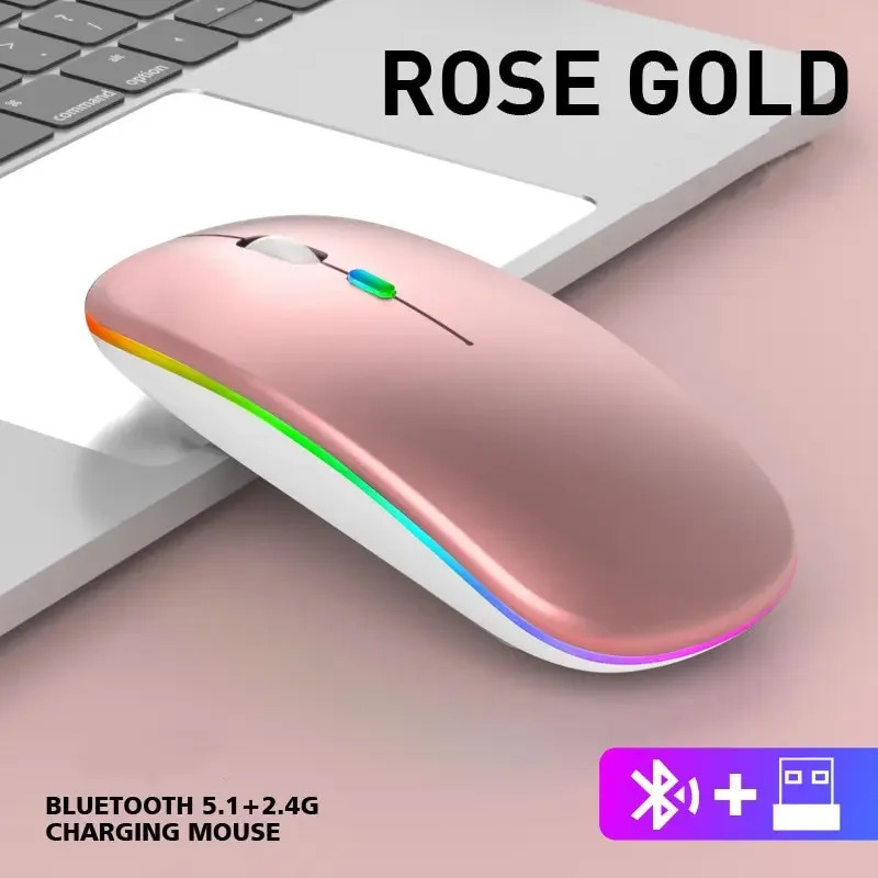Bluetooth 5.2 Wireless Luminous Mouse Tablet Phone Computer 2.4GHz USB Charging