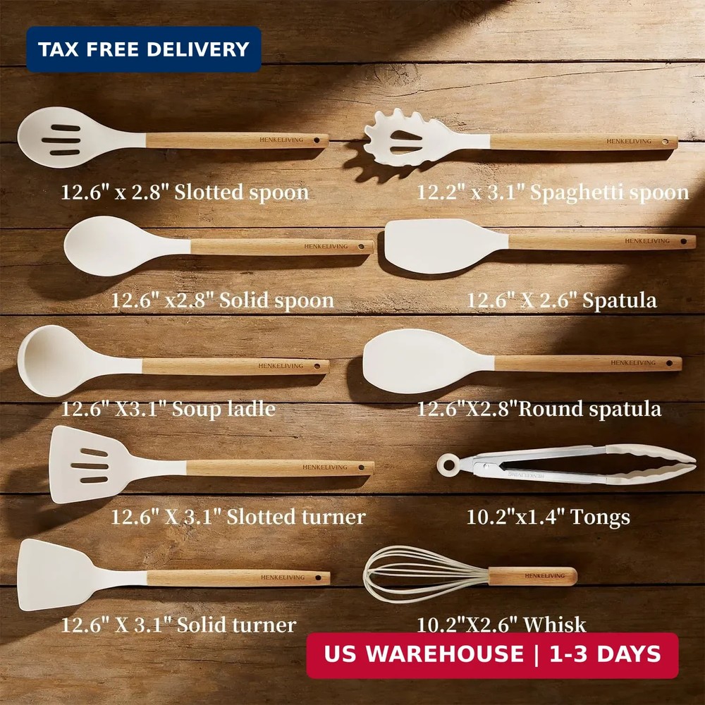 Silicone 10 Pcs Kitchen Cooking Utensils Set, Recycled Materials Certification,