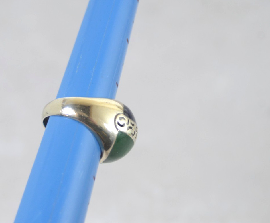 .925 Sterling Silver Ring w/Malachite & Lapis Size 8.5