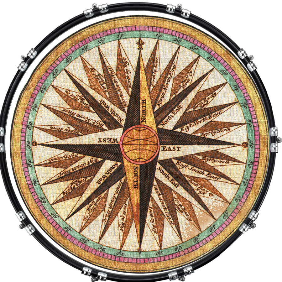 20" Custom Bass Kick Drum Front Head Graphical Compass 1