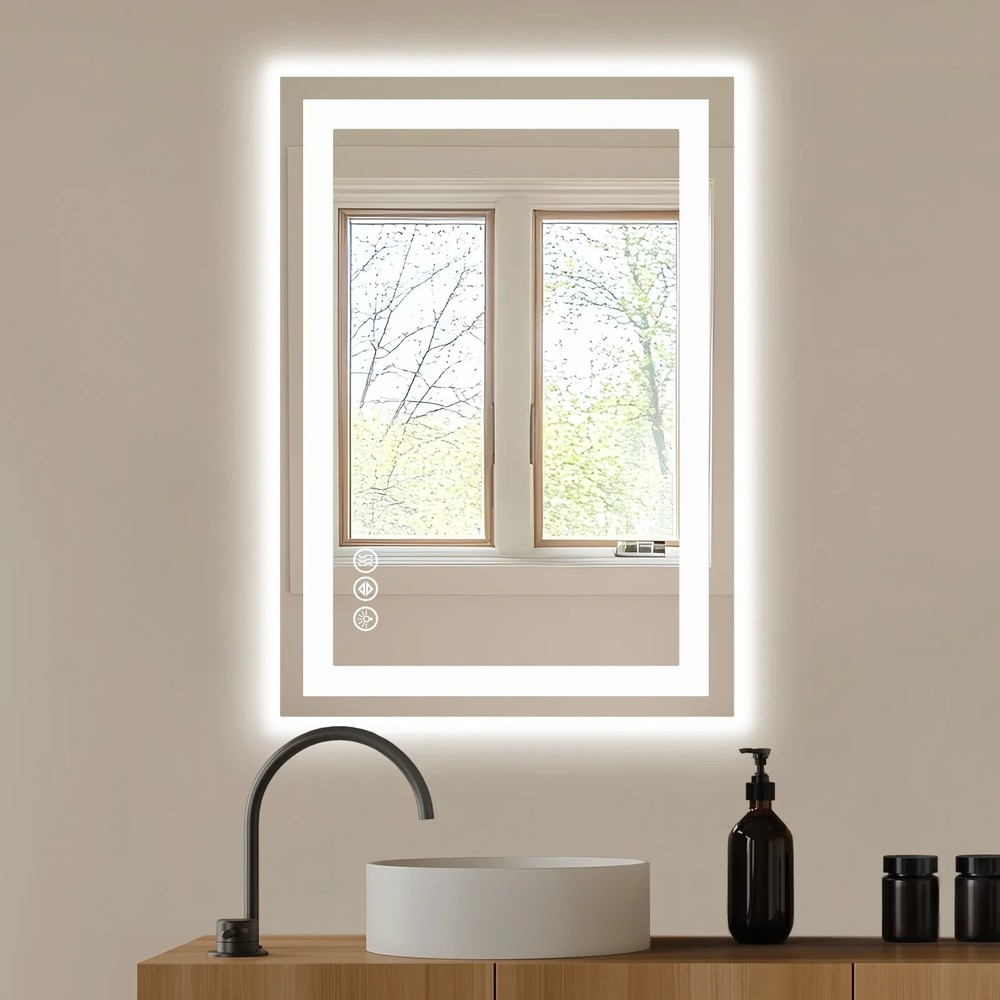 20"x 28" LED Bathroom Mirror with Anti-Fog and Backlit Memory Function Tempered