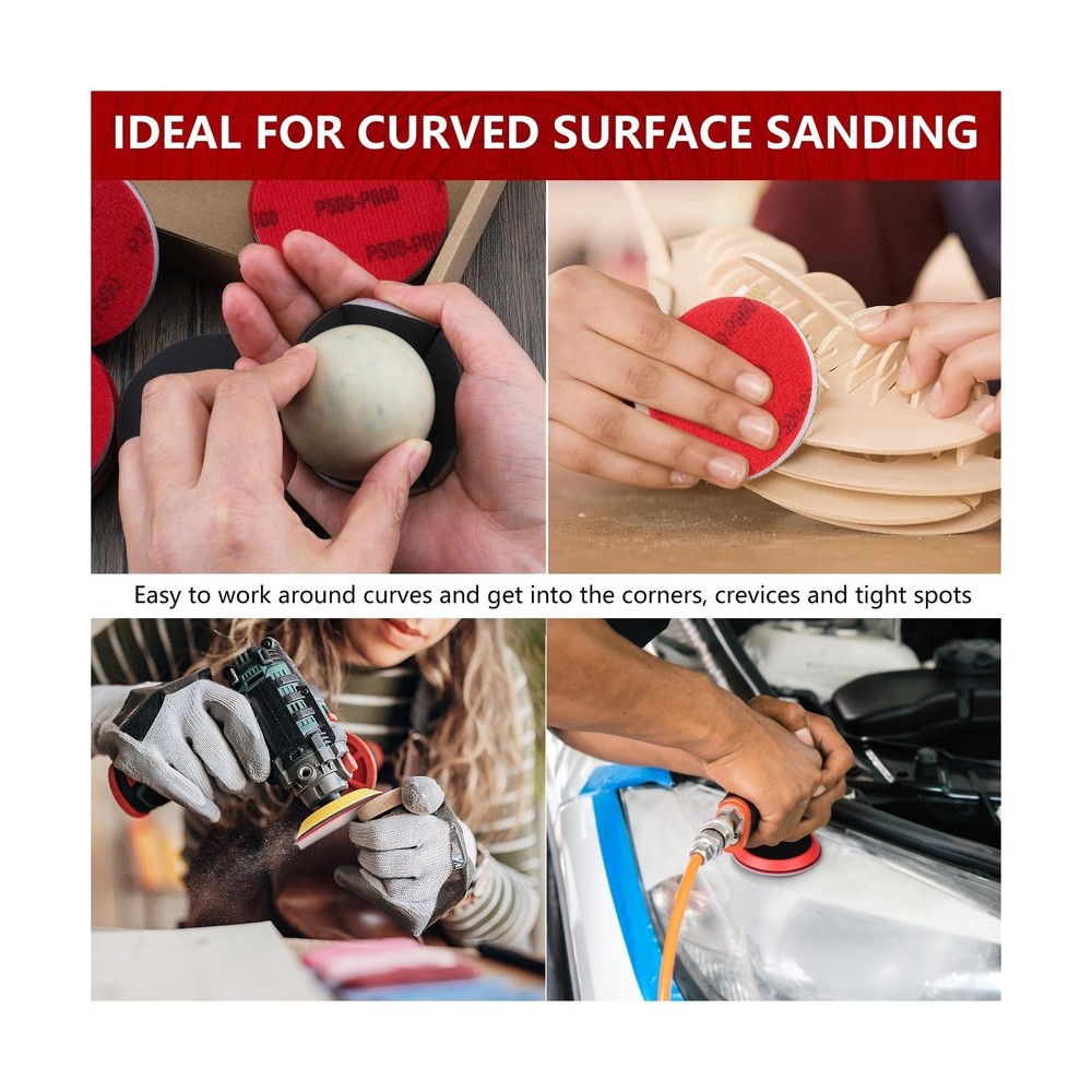 20Pcs 3 Inch Hook and Loop Sanding Sponge Disc with Buffer Backing 180-3000 G...