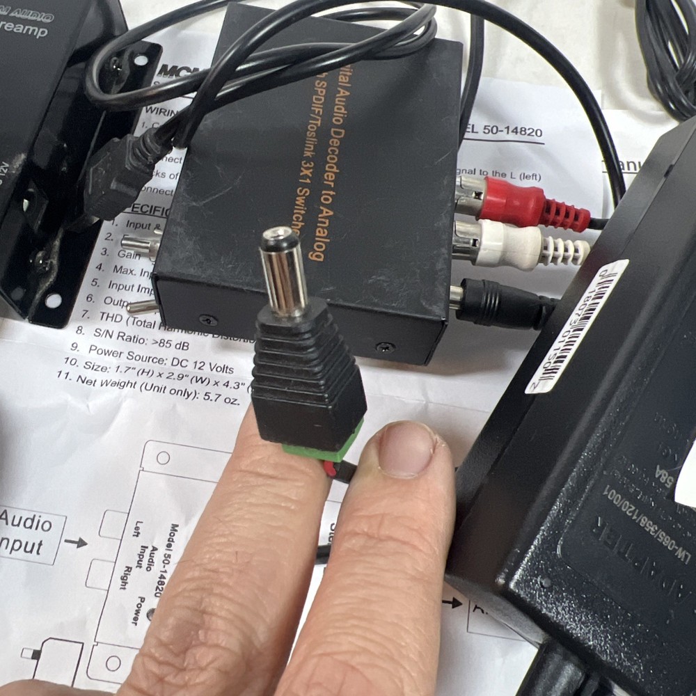 Digital to Analog Audio Decoder 3 Port Optical SPDIF Toslink & MCM Cust. Preamp