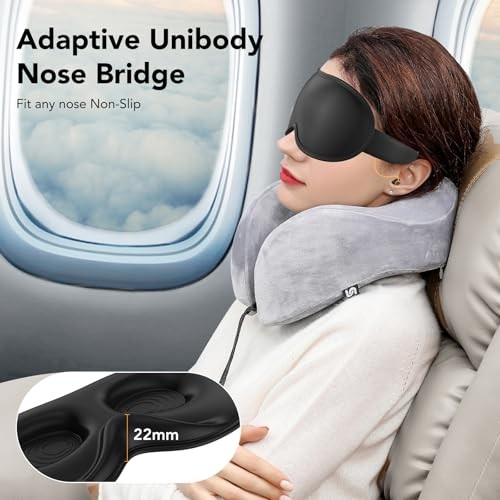 Light Blocking Sleep Mask with Adjustable Strap, 3D Eye Mask for Black