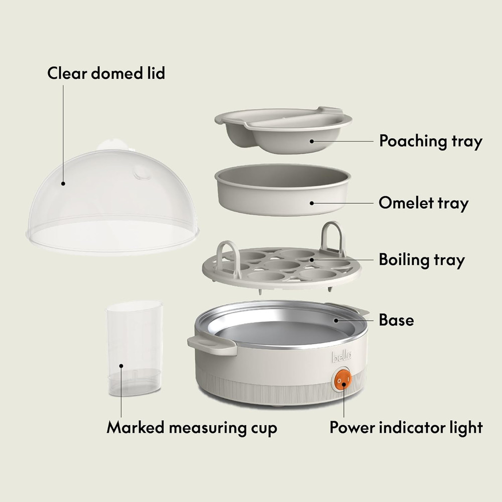 Electric Egg Cooker, 7 Eggs Capacity Tray, Single Stack, for Poached, Scrambled,