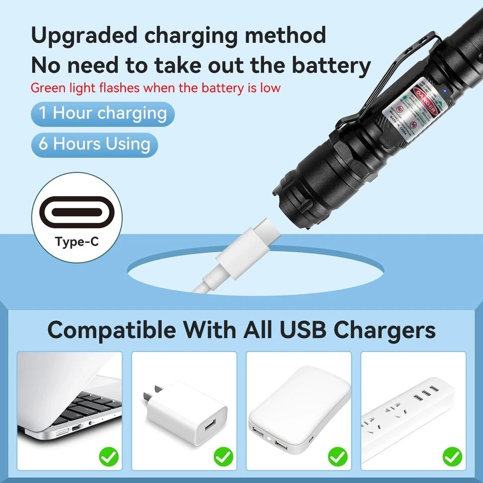 Rechargeable Green Laser Pointer, Long Range Laser Pointer Pen High Power