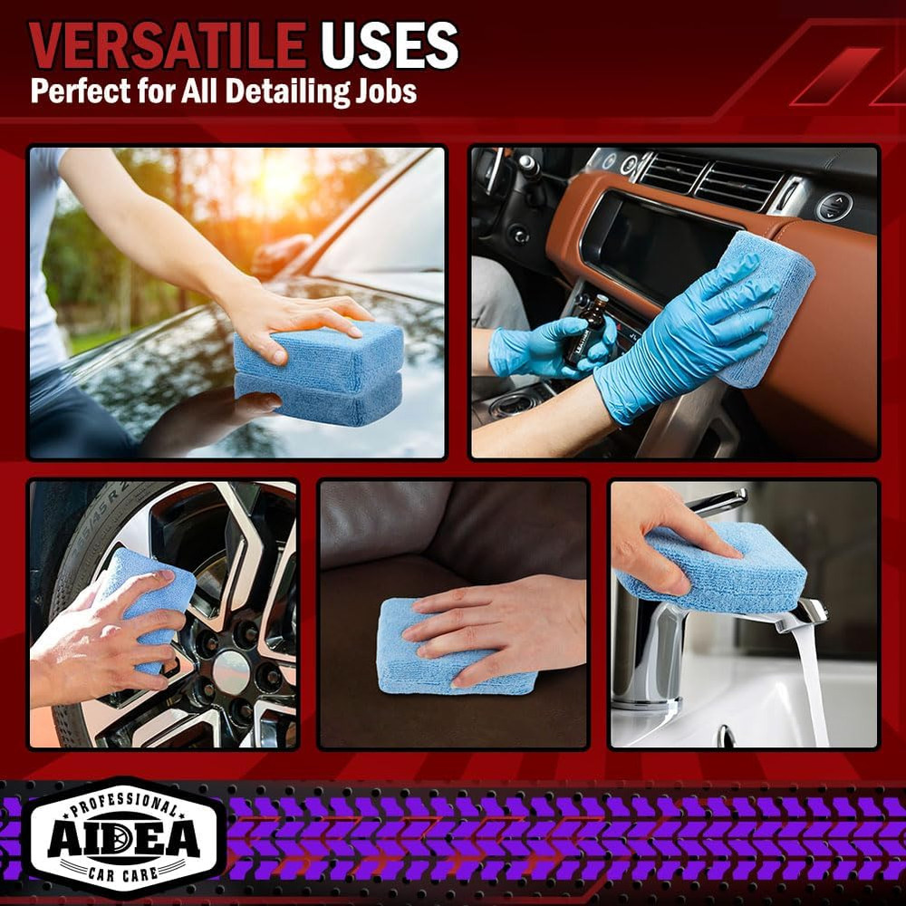 Microfiber Applicator Pad-8Pack, Car Wash Sponge, Premium Microfiber Sponge a...