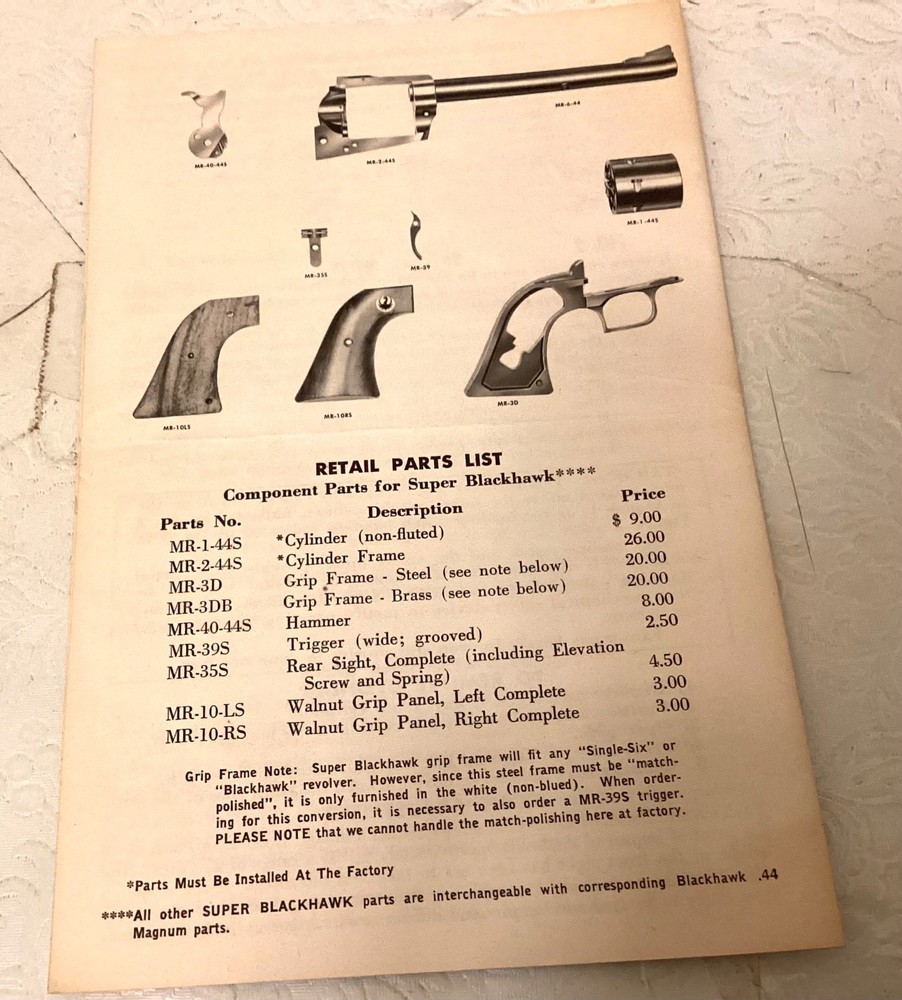 ORIGINAL STURM RUGER & CO INSTRUCTION MANUALS