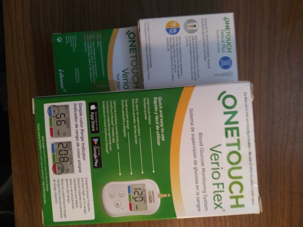 One Touch Verio Flex (Glucose Machine) 100 Test Strips, Lancets 100