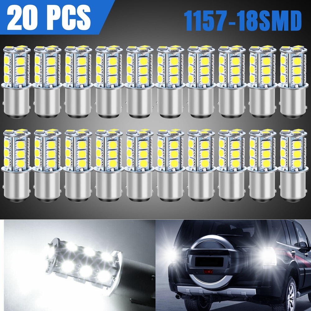 20x Super White 6000K 1157 BAY15D LED Car Truck Tail Brake Stop Light Bulbs 12V