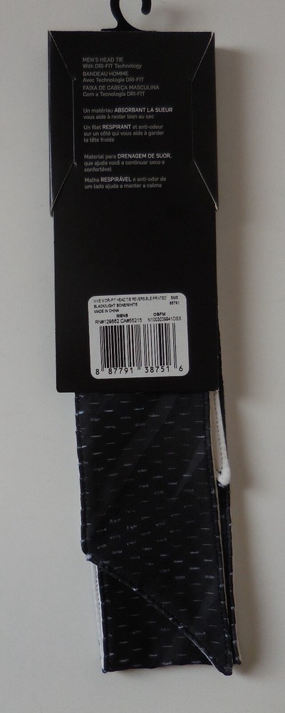Nike Dri-Fit Head Tie Reversible Printed Men Black/Light Bone/White