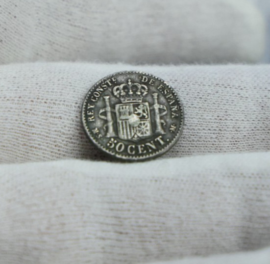 1881 Spain 50 Cents Silver Coin VF (Dark)