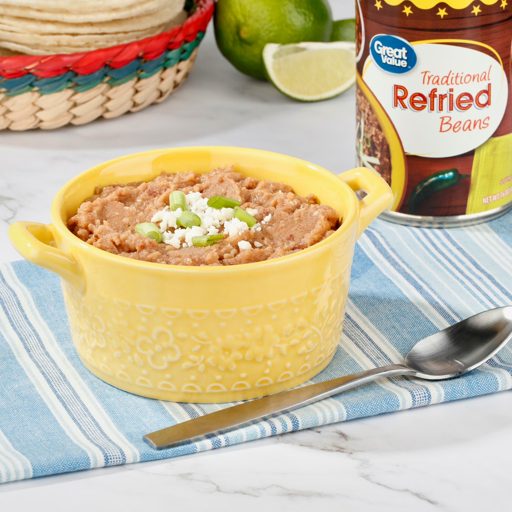 (6 pack) Great Value Traditional Refried Beans, 16 oz
