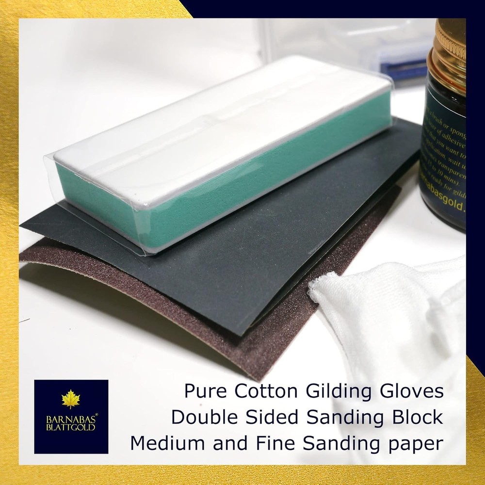 Barnabas Gilding Kit - 100 Sheets Gold/Silver Leaf, Adhesives & Tools