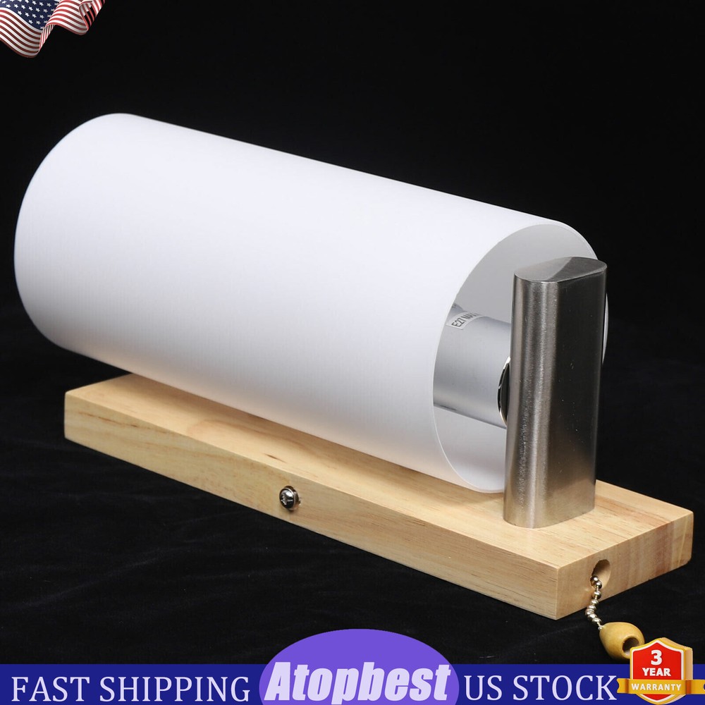 Modern White Wall Light Sconce Glass Shade Bedside Hallway Lamp With Pull Switch