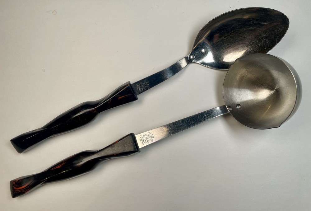 CUTCO 1712 Solid Spoon and CUTCO 1715 Ladle Cool Marbled Handles