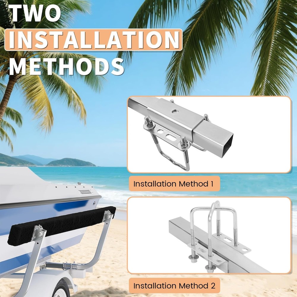 ECOTRIC 61" Boat Trailer Bunk Guide-On Rails, Galvanized, Adjustable