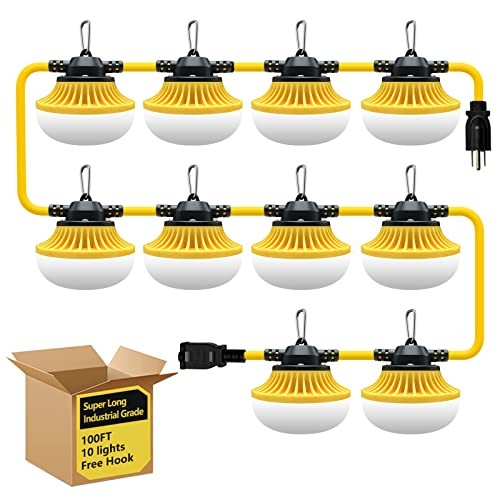 100ft LED Temporary Construction String Work Lights Industrial Grade Best for