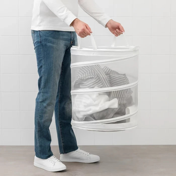 IKEA FYLLEN White Laundry Hamper 21 Gallon Lightweight Durable Foldable