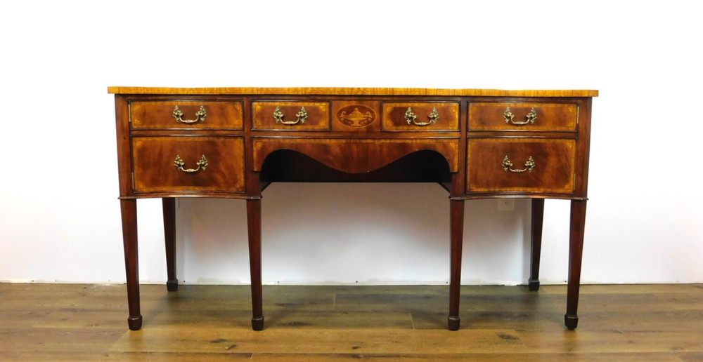 72" Lloyd Buxton Mahogany Serpentine Front Sideboard/Buffet Cabinet