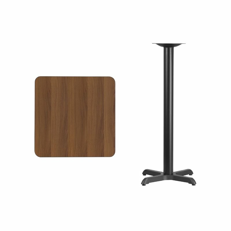 Bowery Hill 24" Square Restaurant Bar Table in Black and Walnut
