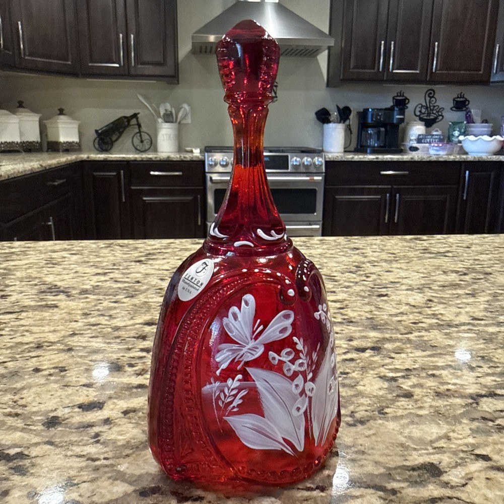 FENTON Ruby Red 7” Bell Signed by B. Pezzoni