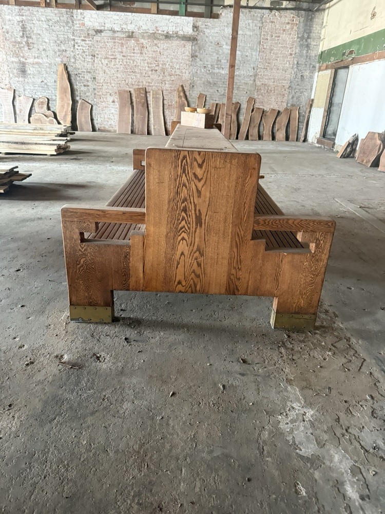 1920’s Train Bus Station Bench Solid Oak
