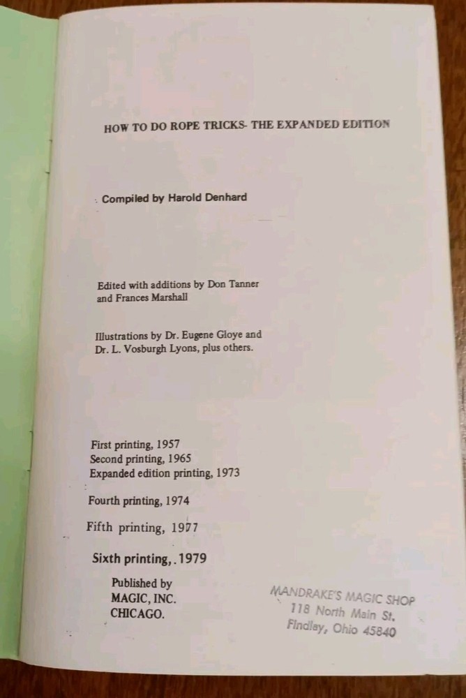 How To Do Rope Tricks; Denhard, Harold - Magic Book