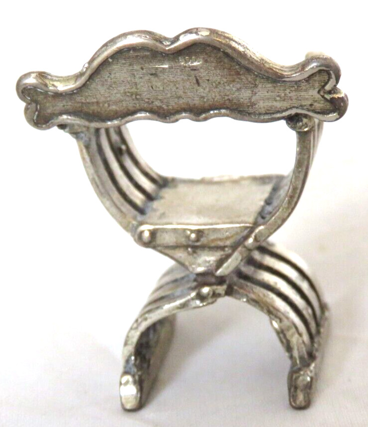 Ideal gift. ANTIQUE DUTCH MINIATURE SOLID SILVER CHAIR . Free postage .