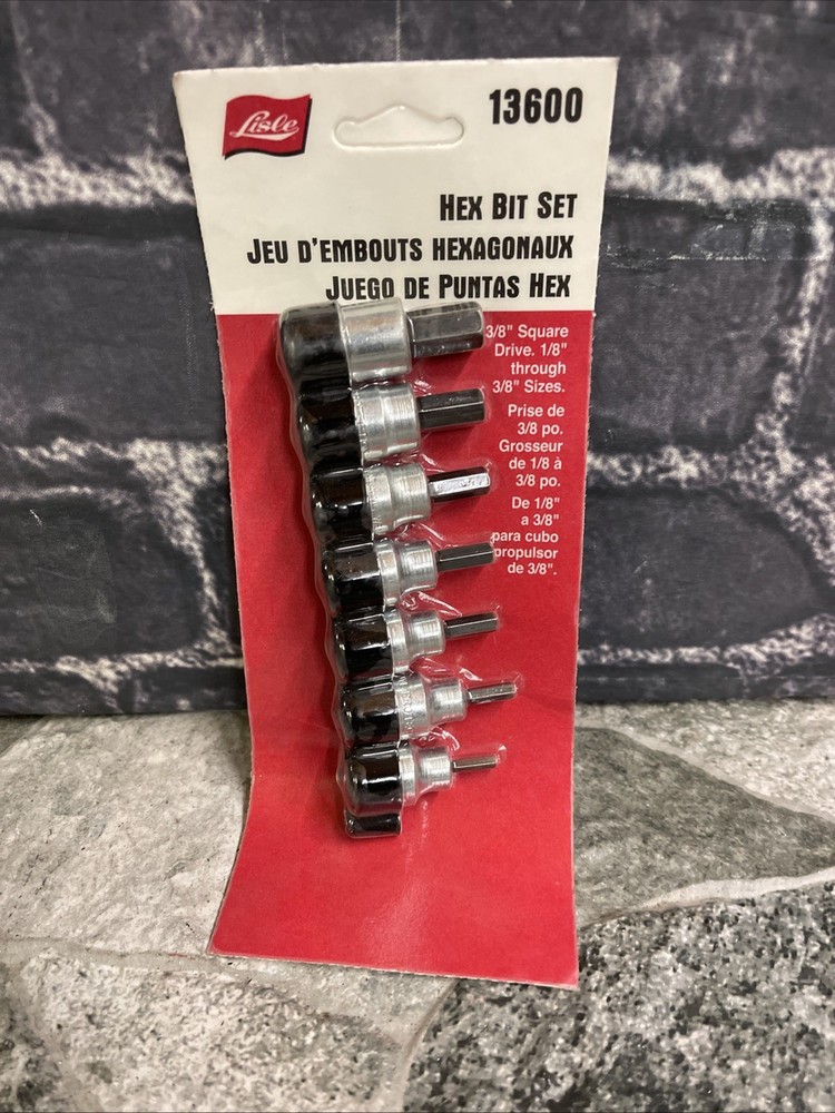 Lisle 13600 7pc 3/8" Dr. Hex Bit Set