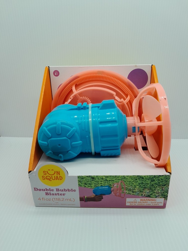 Double Bubble Blaster – Sun Squad Plastic Bubble Blower Toy Ages 3+