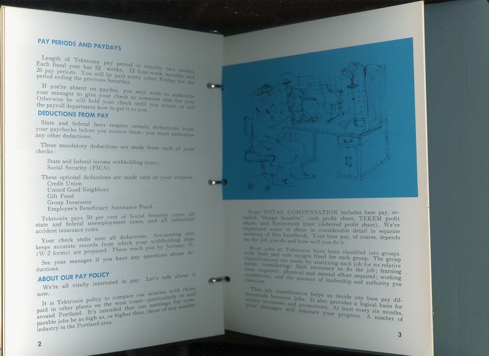 c. 1960 TEKRONIX 3 RING BINDER EMPLOYEE HANDBOOK