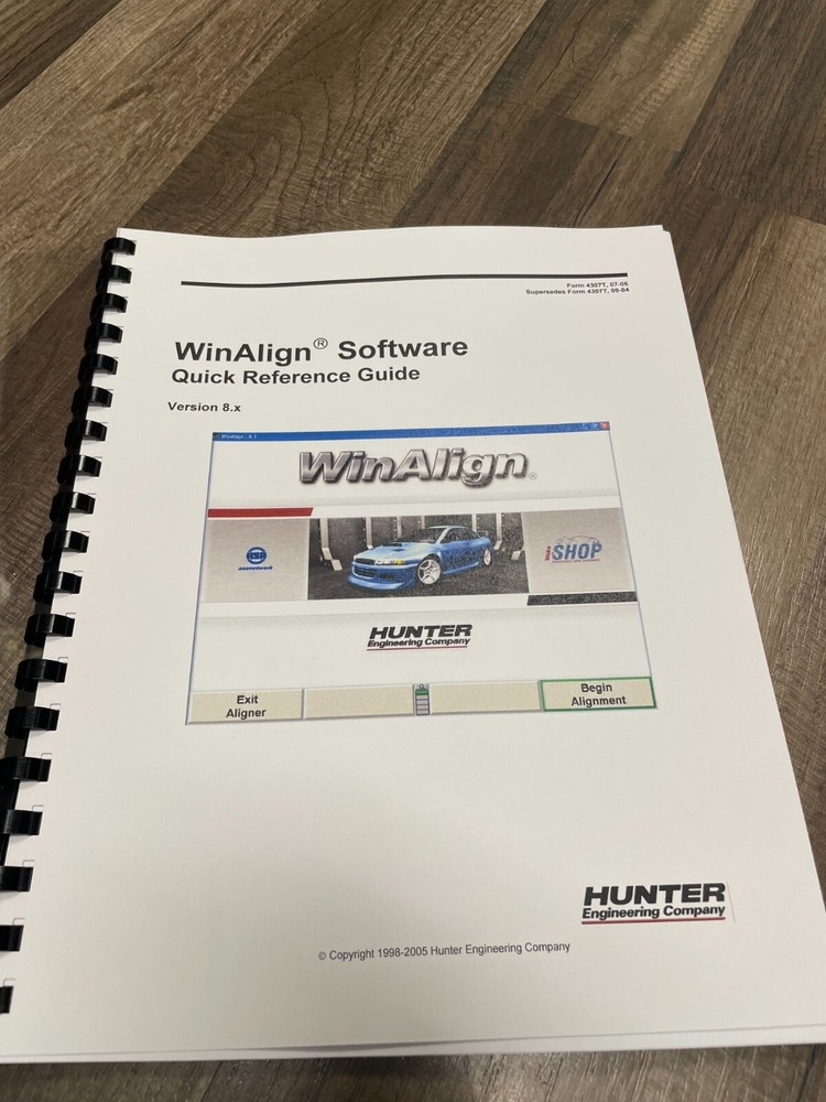 Hunter Engineering WinAlign Software Quick Reference Version 8.X