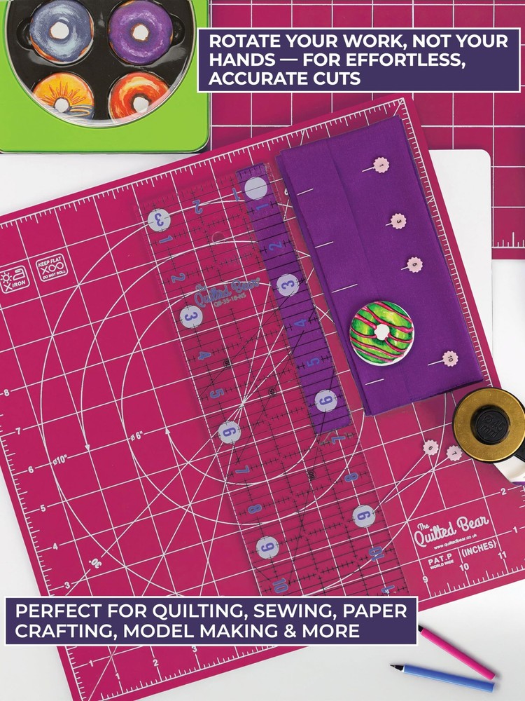 Rotating Cutting Mat 12" x 12" - Locking & Rotating Healing Cutting Board for...