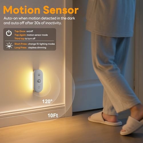 Motion Sensor Night Light Rechargeable: 90-Day Lasting Battery for 3-Pack