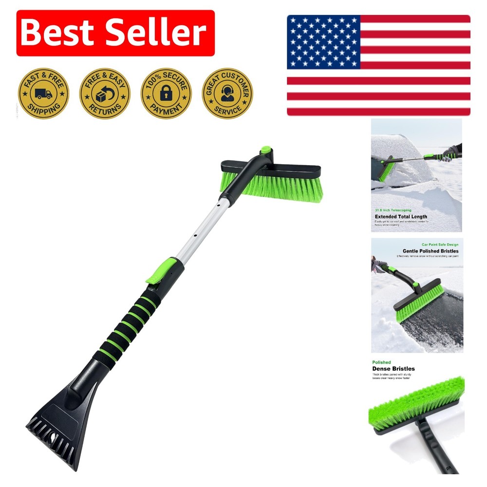 Professional Ice Scraper with 31.8" Extendable Snow Brush - Ergonomic Design