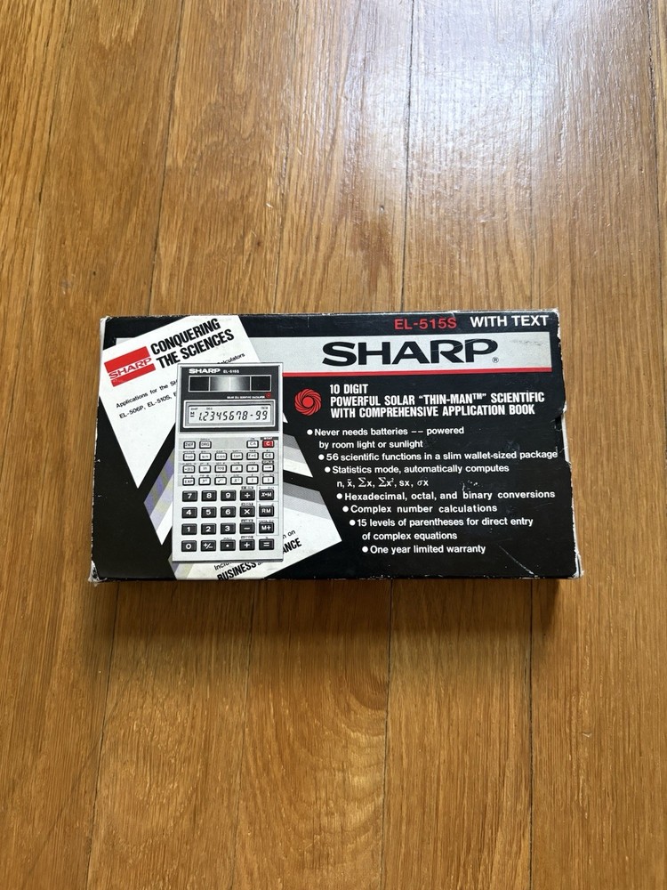 New SHARP EL-515S Scientific Solar Cell Calculator + Case & Book