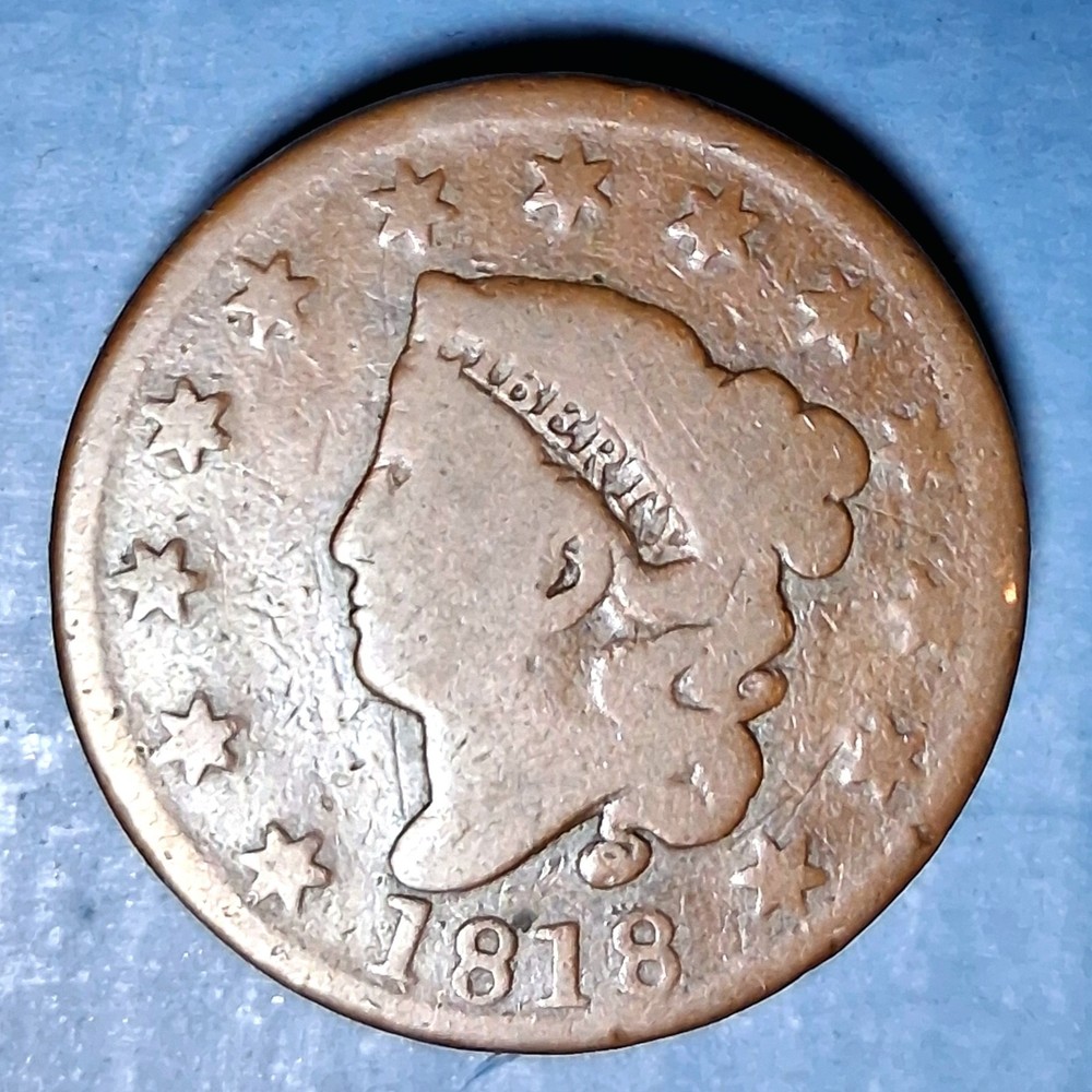 1818 Matron Head Large Cent. AG/G .