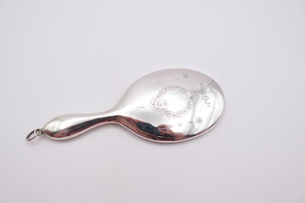 Antique Sterling Silver Large Chatelaine Mirror Hallmarked Birmingham 1915